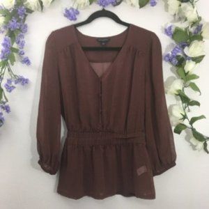 BANANA REPUBLIC Wine burgundy colored sheer top